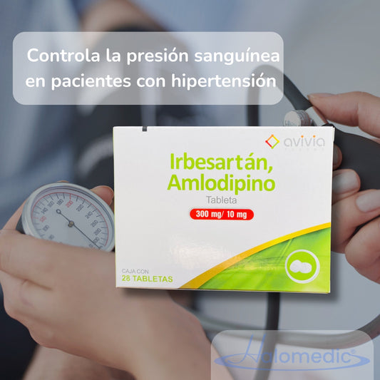 Irbesartán / Amlodipino 300 Mg / 10 Mg 28 Tabletas Avivia