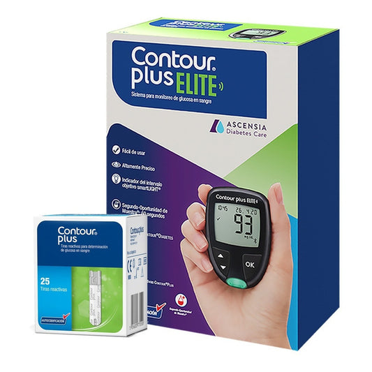 Glucómetro Bluetooth Contour Plus Elite 30 Tiras 5 Lancetas