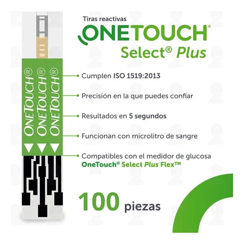 Onetouch Select Plus Simple 100 Tiras Reactivas Verde Lima