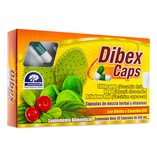 Dibex Caps 500 Mg Caja con 30 Cápsulas Vitamina C Zinc Chilcayote Nopal