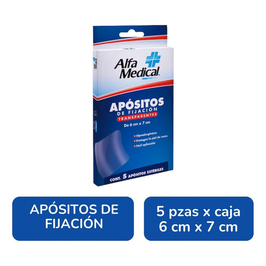 Alfa Medical Apósitos De Fijación Transparente 6x7 Cm 5 Pzas