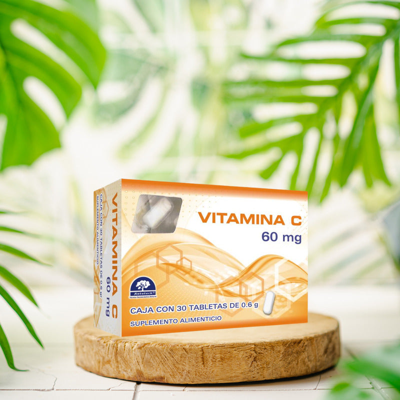 Vitamina C Caja Con 30 Tabletas 60 Mg Natutech Sin Sabor