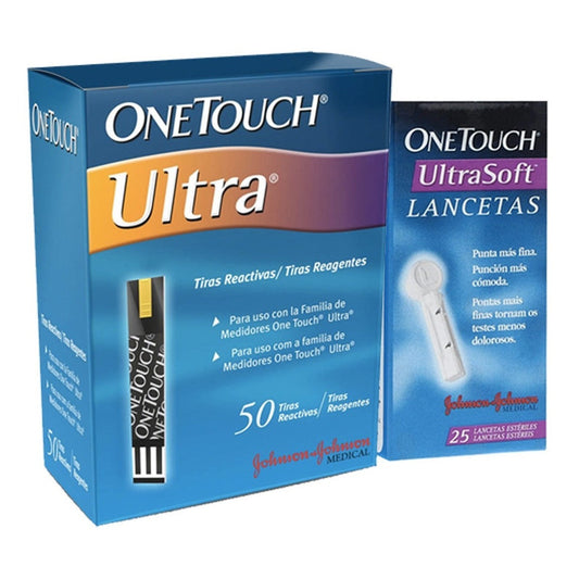 Onetouch 50 Tiras Ultra Y 25 Lancetas Para Glucómetro