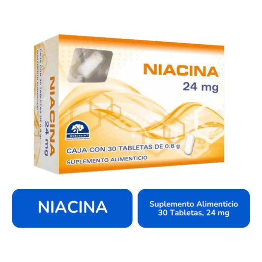 Niacina Caja Con 30 Tabletas De 24 Mg Natutech