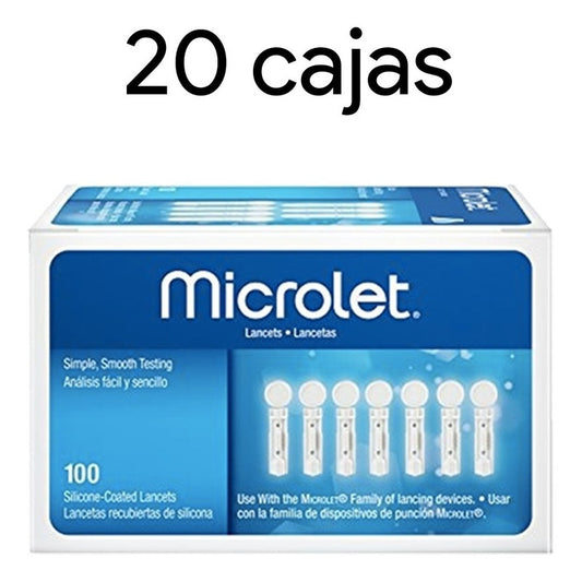 Lancetas Microlet Paquete Con 20 Cajas De 100 Lancetas C/u