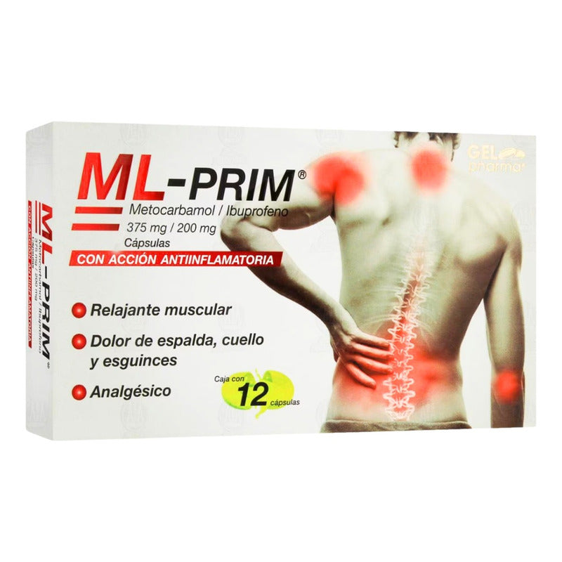 Gelpharma Ml-prim Metocarbamol/ibuprofeno 12 Caps 375/200 Mg