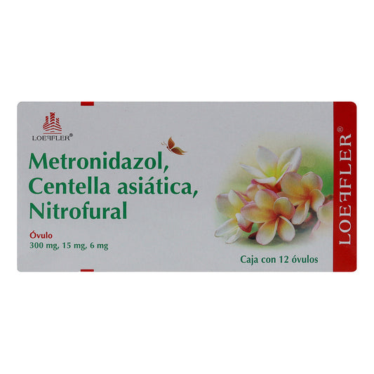 Metronidazol, Centella Asiática, Nitrofural, 12 Óvulos De 300 Mg/15 Mg/6 Mg