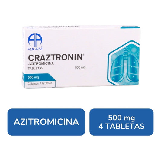 Craztronin Azitromicina 500 Mg 4 Tabletas Raam