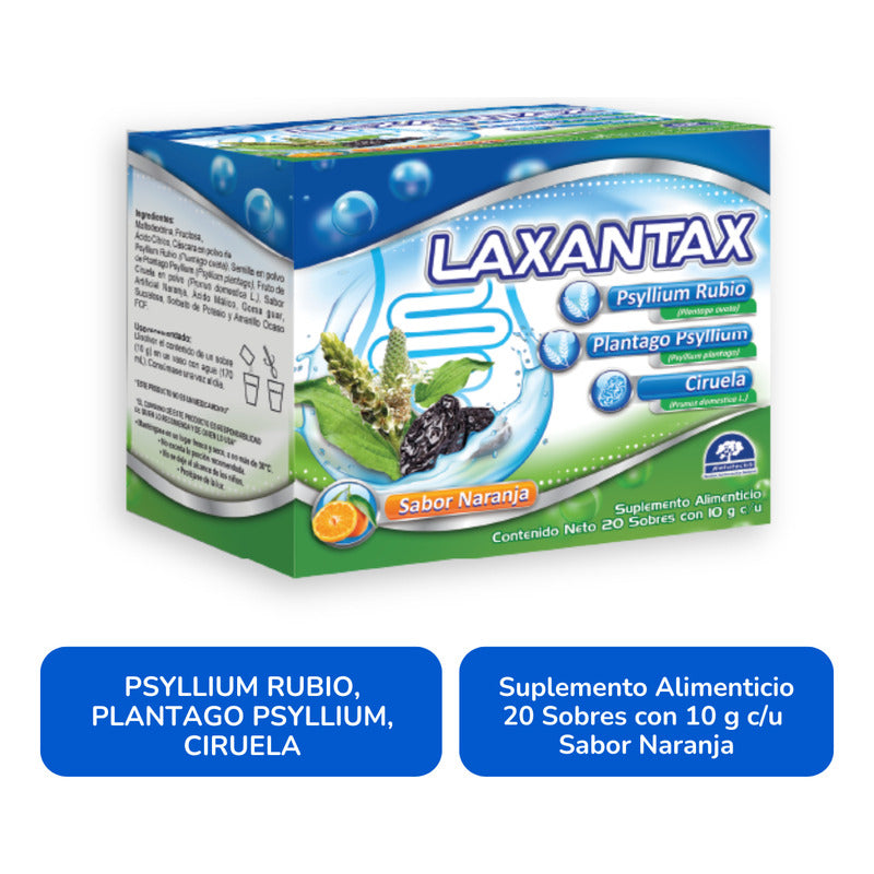 Laxantax Psyllium Ciruela 20 Sobres 10g C/u Naranja Natutech