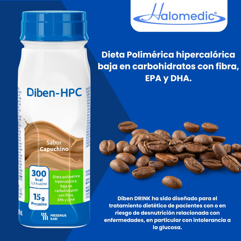 Diben Hpc Capuchino 48 Botellas 200 Ml C/u Dieta Polimérica Capuchino