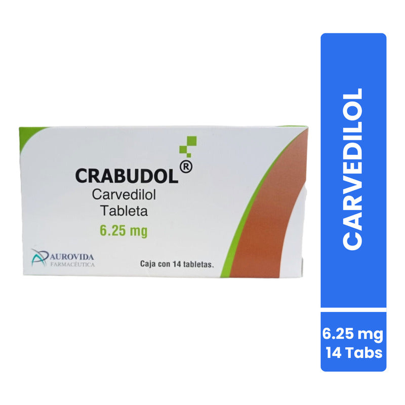 Crabudol Carvedilol 2 Cajas Con 14 Tabs. 6.25 Mg Aurovida.