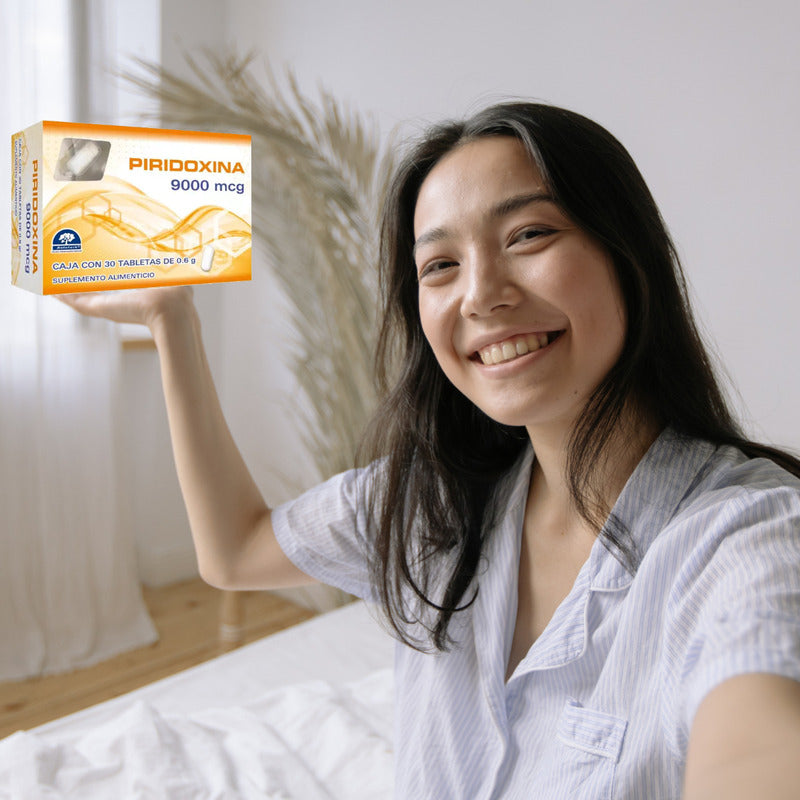 Piridoxina Caja Con 30 Tabletas De 9000 Mcg Natutech Sin Sabor