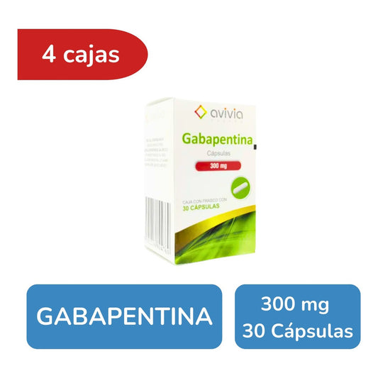 Gabapentina 300 Mg 4 Cajas Con 30 Cápsulas C/u Avivia Pharma