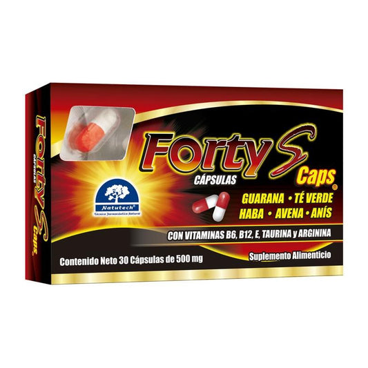 Forty S Taurina / Arginina / Guarana 30 Cápsulas Natutech Sin Sabor