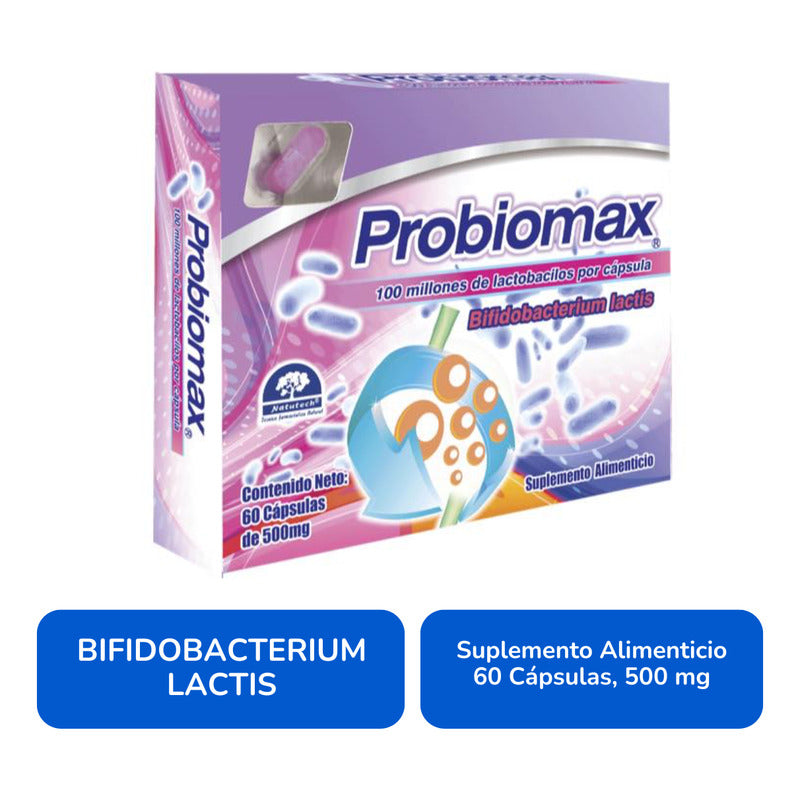 Probiomax Caja Con 60 Cápsulas De 500 Mg Natutech Sin Sabor