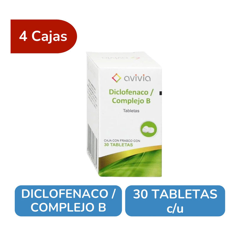 Avivia Diclofenaco/complejo B 4caja De 30 Tabletas 50mg C/u