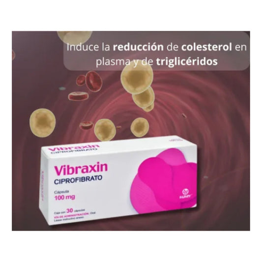 Ciprofibrato Vibraxin 100mg Caja Con 30 Cápsulas