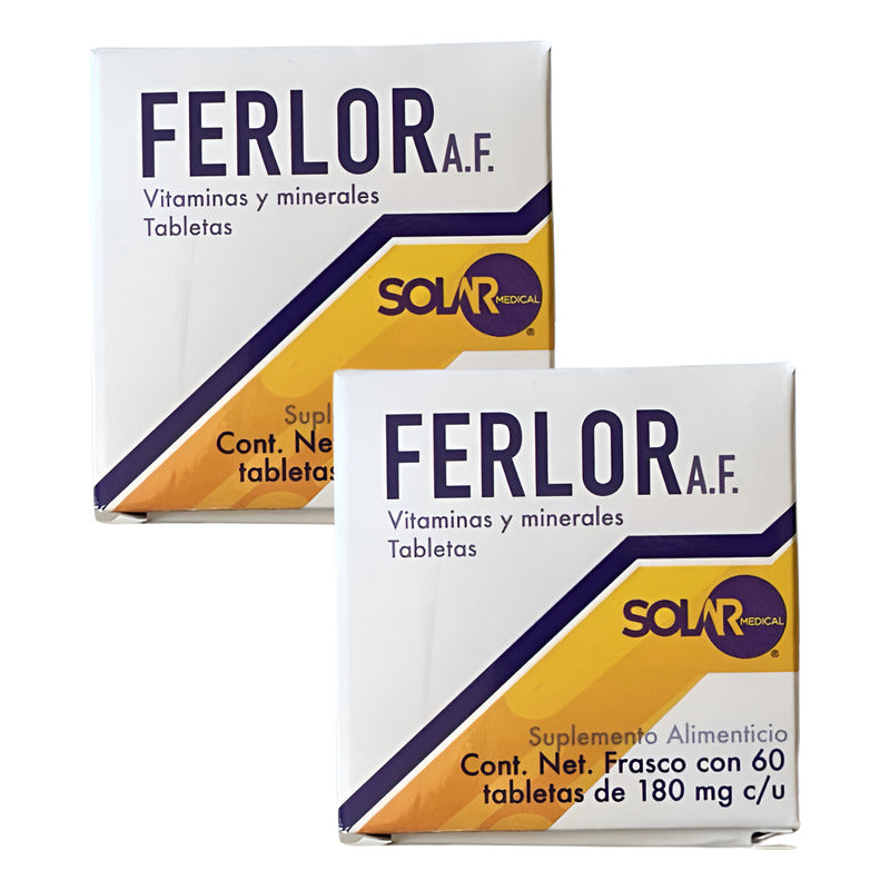 Ferlor Af, 2 Cajas Con 60 Tabletas, Solar Medical Sin Sabor