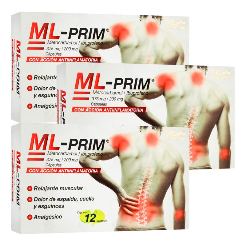 Ml-prim Metocarbamol/ibuprofeno 3 Cajs 12 Caps C/u Gelpharma