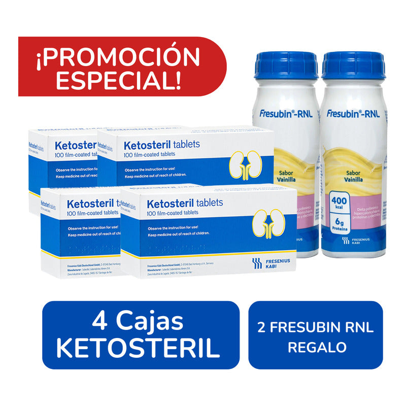 Fresenius Kabi Ketosteril 100 Tabletas 630 Mg 4 Cajas Sin Sabor