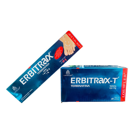 Pack Erbitrax Terbinafina 28 Tabletas 250 Mg + Crema 30 G
