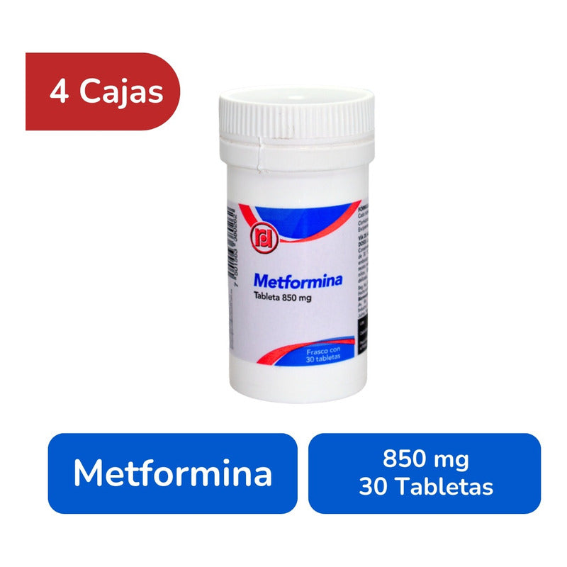 Metformina 850 Mg 4 Frascos 30 Tabletas C/u Randall