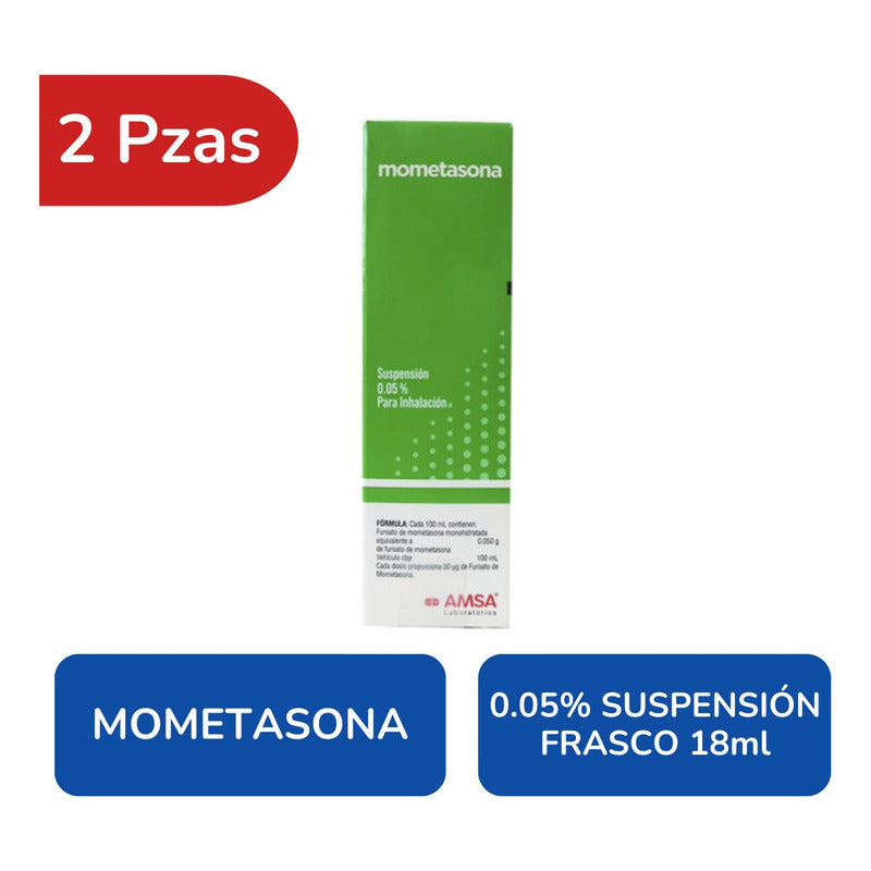 Mometasona Inhalación Nasal 0.05% 18 Ml Suspensión 2 Frascos