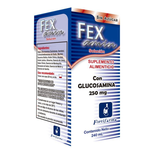 Fex Amin Glucocosamina 250 Mg Frasco 240 Ml Natutech Sin Sabor