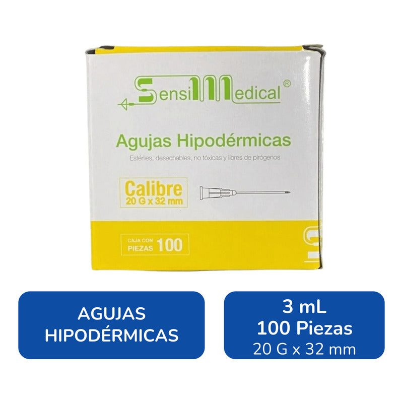 Jeringa De 3 Ml Aguja De 20g X 32 Mm 100 Pzs Jayor