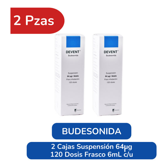 Devent Budesonida 2 Cjs 6ml 120 Dosis C/u Farmadextrum