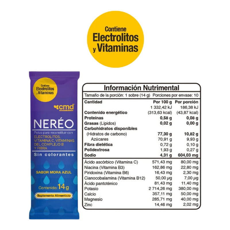 Neréo Suplemento Alimenticio 10 Sobres 14 G Multivitamínico Mora Azul