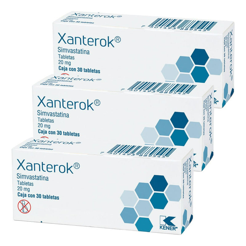 Kener Xanterok (simvastatina) Pack C/3 Cajas 20mg C/30 Tabs
