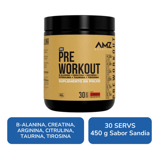 Amz Pre Workout Sabor Sandía 450 G 30 Servs Suplemento Sandía