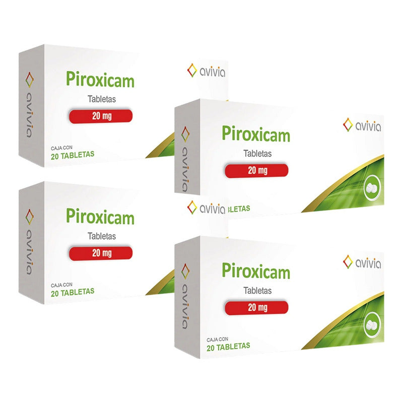 Piroxicam 20 Mg 4 Cajas Con 20 Tabletas C/u Avivia Pharma