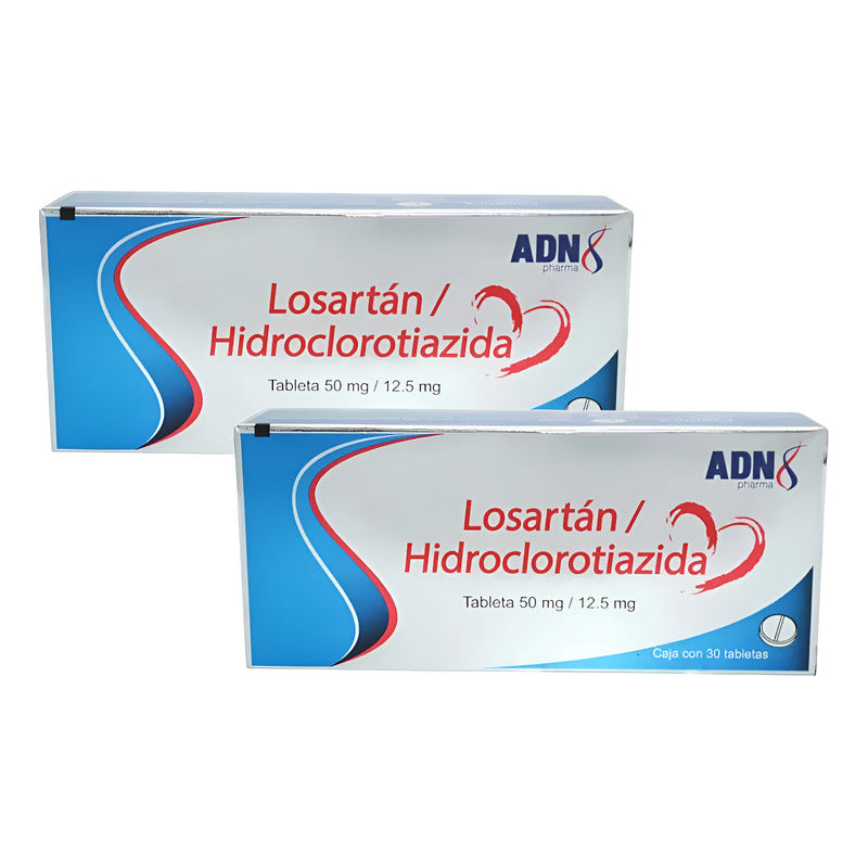 Losartán / Hidroclorotiazida 50mg 12.5mg 2 Cajas 30 Tabs Adn