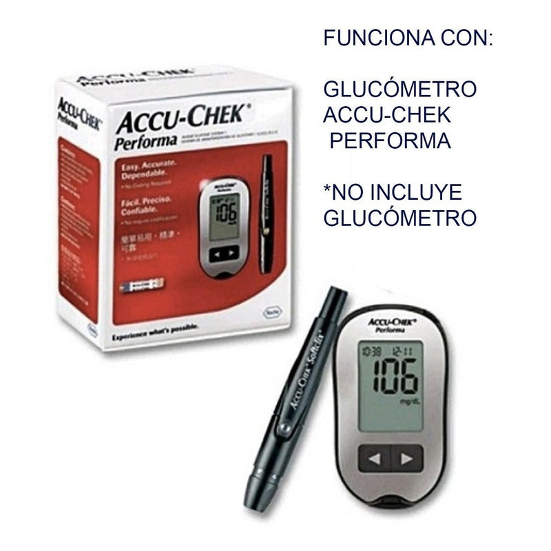 Paquete 100 Tiras Reactivas Accu - Chek Performa Glucómetro
