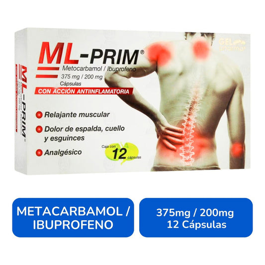 Gelpharma Ml-prim Metocarbamol/ibuprofeno 12 Caps 375/200 Mg