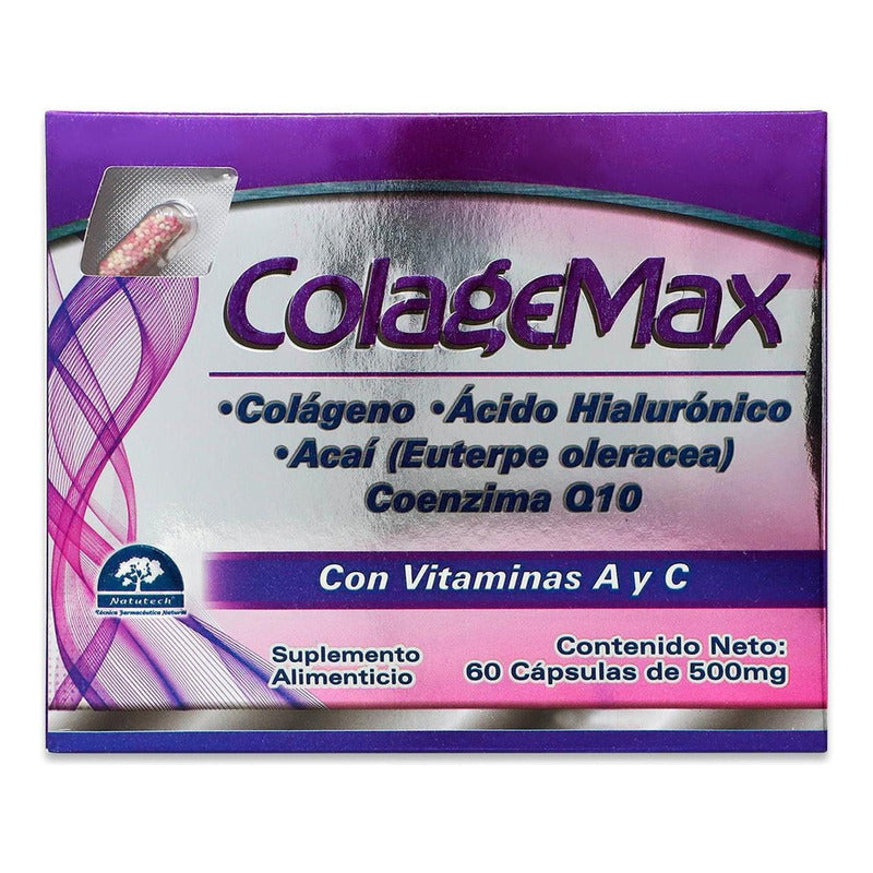 Colagemax Colágeno Ácido Hialurónico Con Vitaminas Y C 60cap Sabor N/a