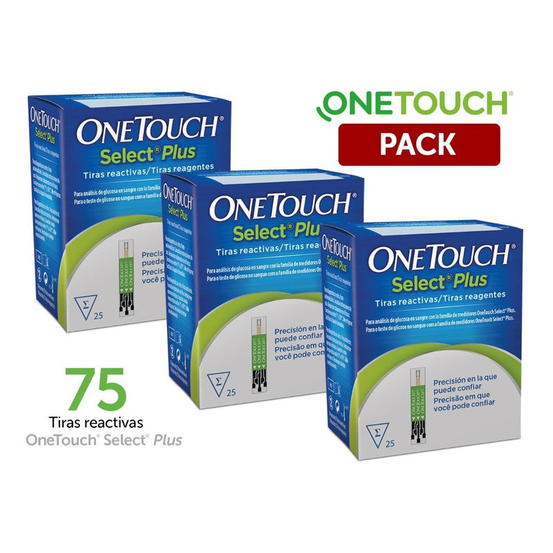 One Touch Select Plus Flex Paquete 75 Tiras Para Glucómetro