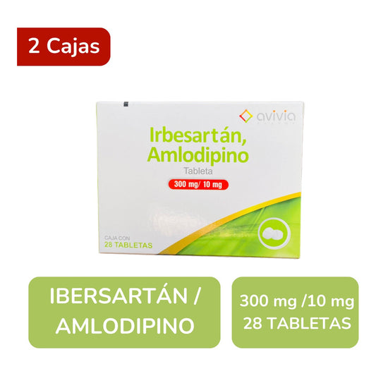 Irbesartán Amlodipino 300/10 Mg 2 Cajas Con 28 Tabletas C/u