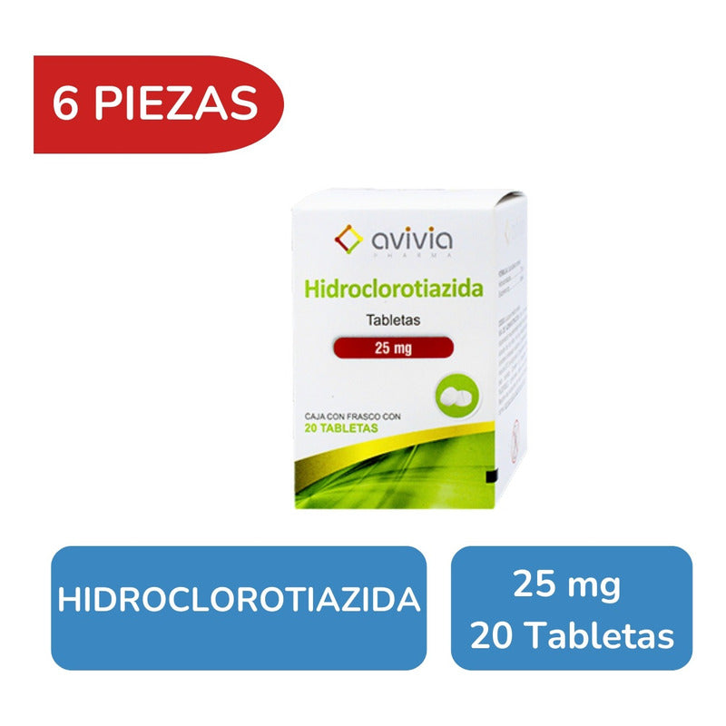 Hidroclorotiazida 25 Mg 6 Cajas 20 Tabletas C/u Avivia