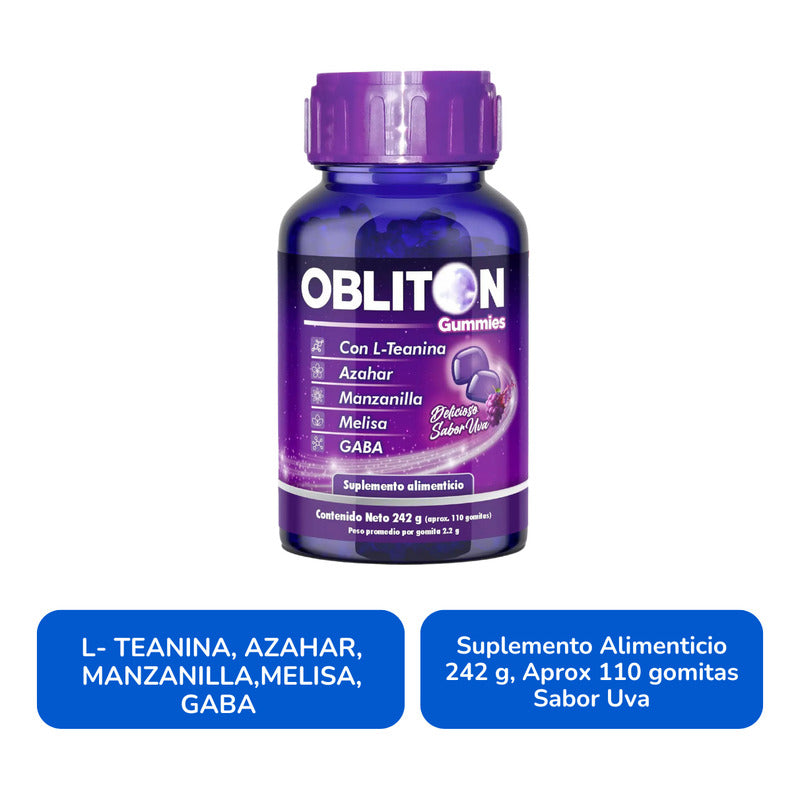 Obliton Gummies Frasco Con 110 Gomitas 242 G. Natutech Uva