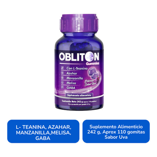 Obliton Gummies Frasco Con 110 Gomitas 242 G. Natutech Uva