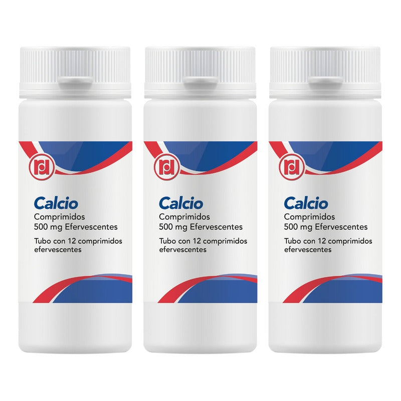 Calcio Efervescente 500mg 3 Tubos 12 Comprimidos C/u Randall