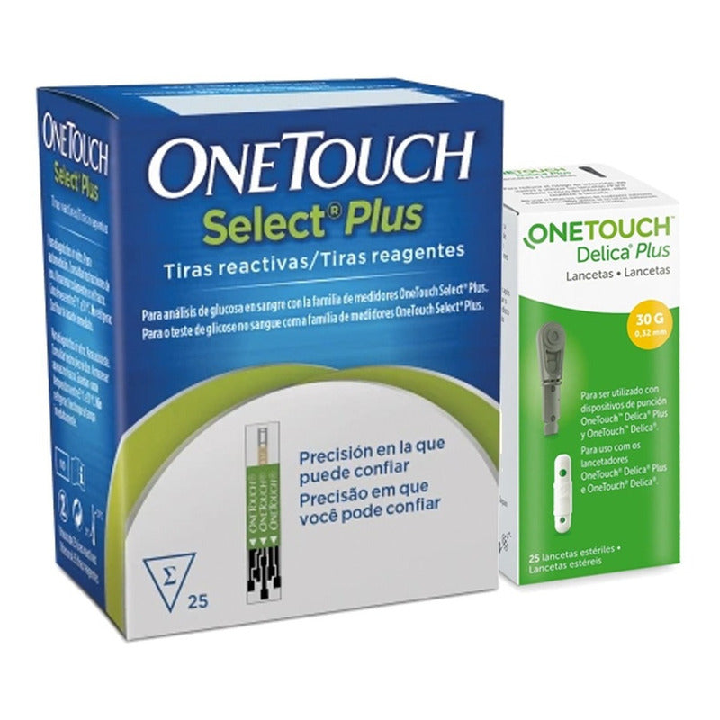 Onetouch Paquete 25 Tiras Select Plus Y 25 Lancetas Delica
