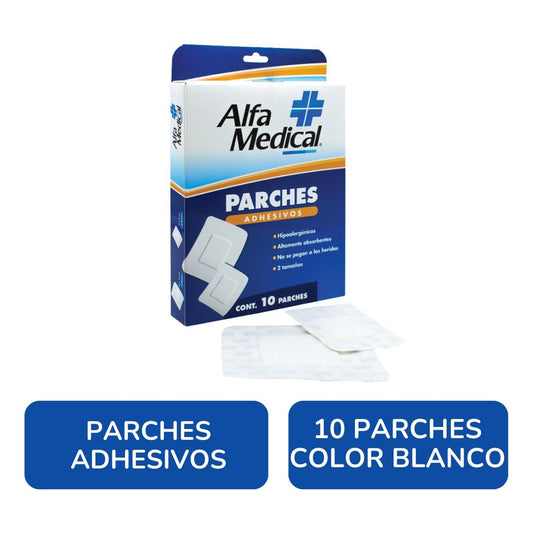 Parches Adhesivos Alfa Medical 1 Caja Con 10 Pzs 2 Tamaños Blanco