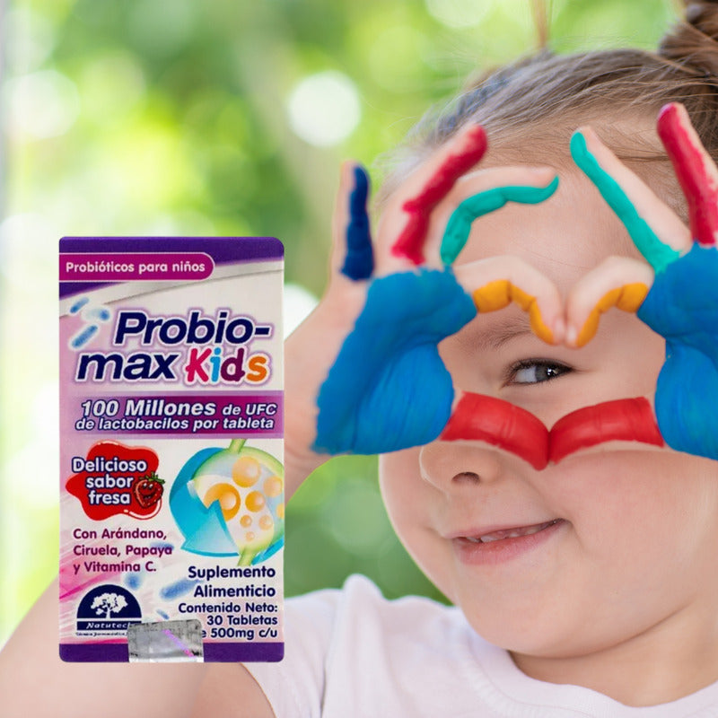 Probiomax Kids Frasco Con 30 Tabletas De 500 Mg Natutech Fresa
