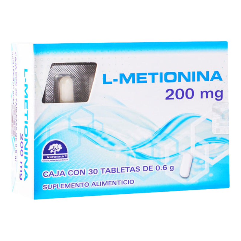 L-metionina Caja Con 30 Tabletas De 200 Mg Natutech Sin Sabor