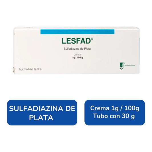 Lesfad Sulfadiazina De Plata 1 G Tubo Con 30 G Farmadextrum Sin Aroma