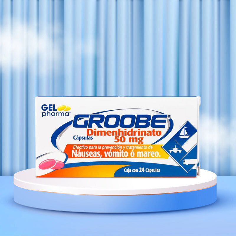 Groobe 2 Cjs Con 24 Caps C/u Dimenhidrinato 50 Mg Gel Pharma